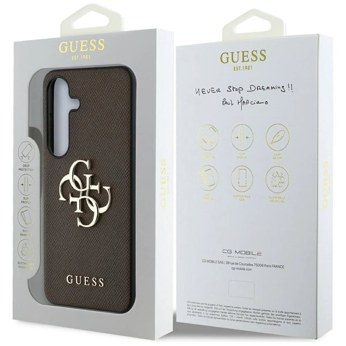 Калъф Guess Grained Big 4G Logo Small Classic Logo за Samsung Galaxy S25 кафяв