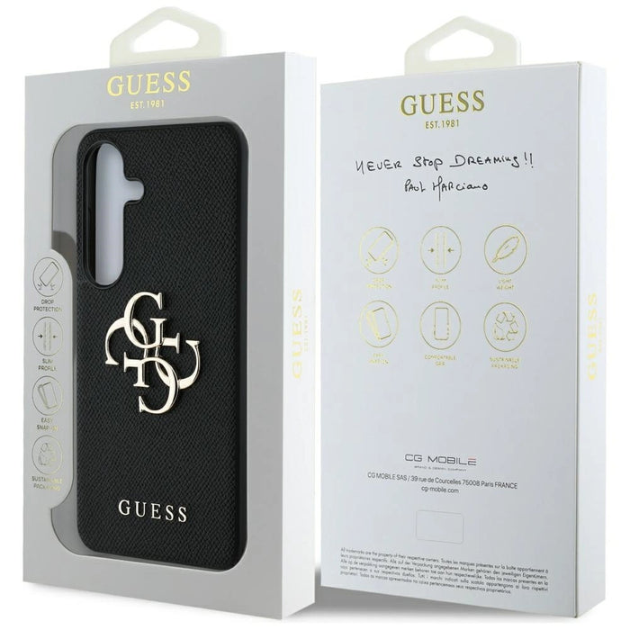 Калъф Guess Grained Big 4G Logo Small Classic Logo за Samsung Galaxy S25 Plus черен