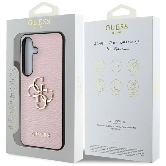 Калъф Guess Grained Big 4G Logo Small Classic Logo за Samsung Galaxy S25 розов