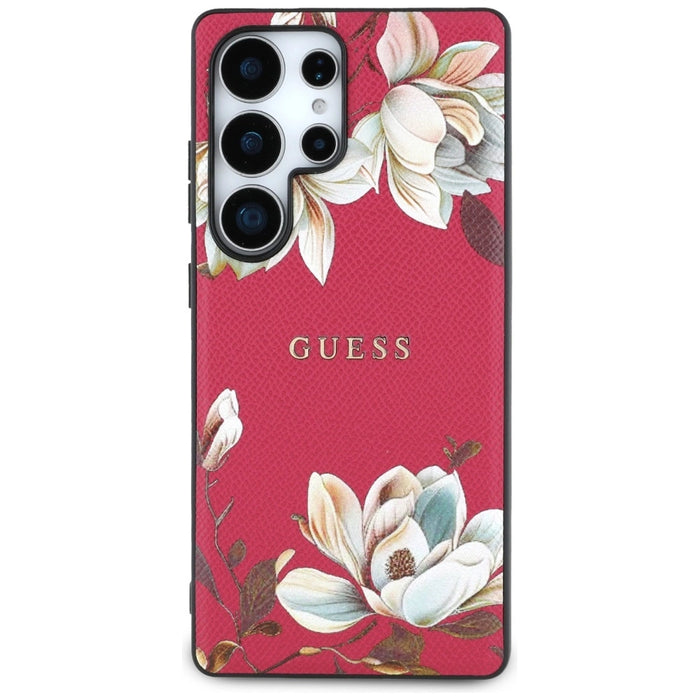 Калъф Guess Grained Printed Flower Pattern MagSafe Case за Samsung Galaxy S25 Ultra Fuchsia