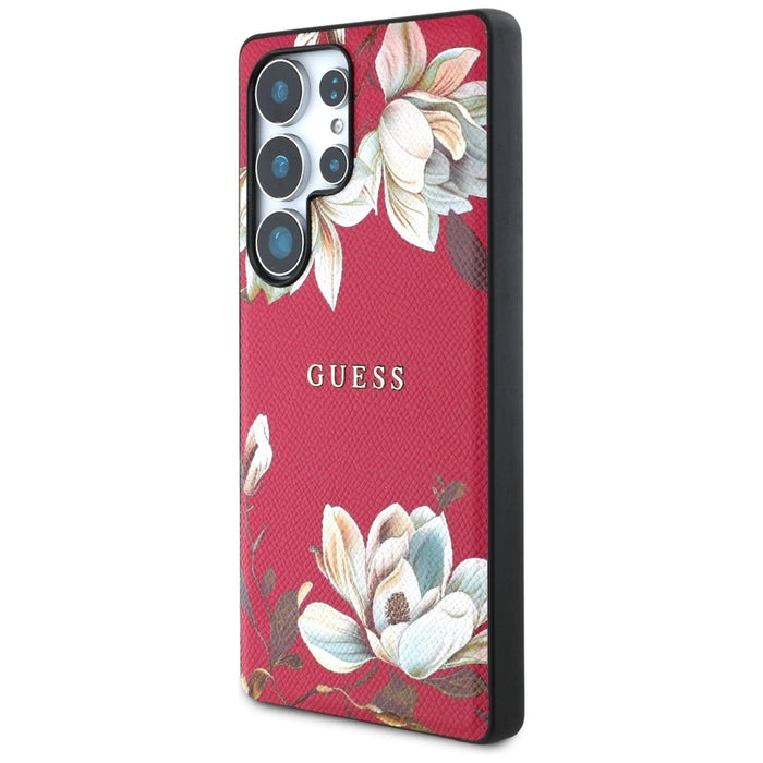 Калъф Guess Grained Printed Flower Pattern MagSafe Case за Samsung Galaxy S25 Ultra Fuchsia