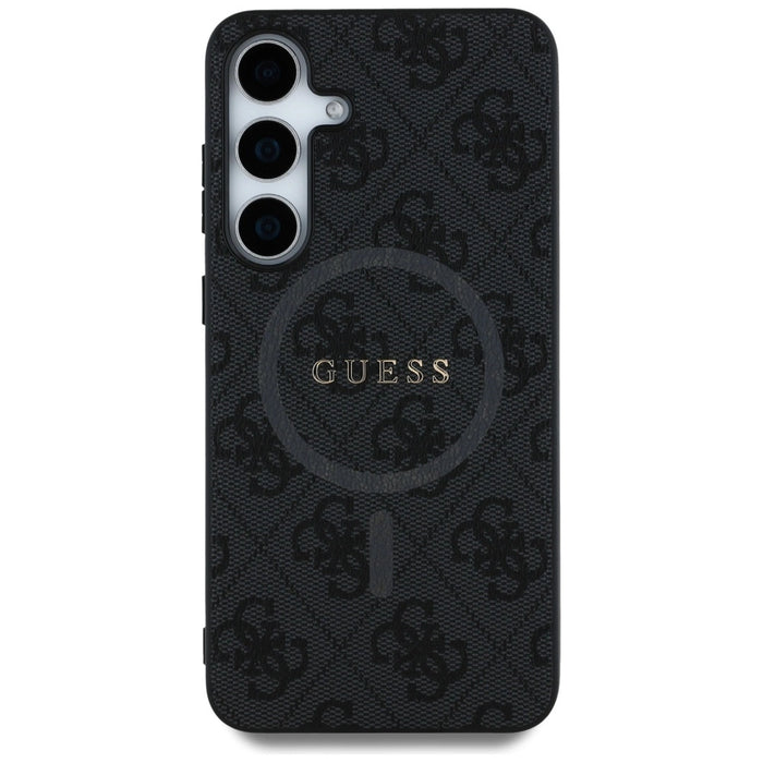 Guess Leather 4G Colored Ring Classic Logo MagSafe Case Samsung Galaxy S25 Plus черен