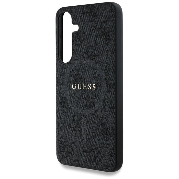Guess Leather 4G Colored Ring Classic Logo MagSafe Case Samsung Galaxy S25 Plus черен