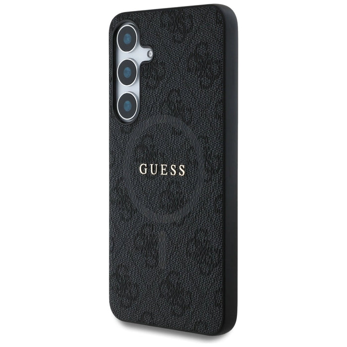 Guess Leather 4G Colored Ring Classic Logo MagSafe Case Samsung Galaxy S25 Plus черен