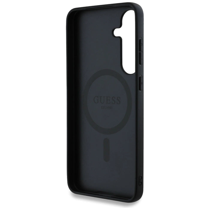 Guess Leather 4G Colored Ring Classic Logo MagSafe Case Samsung Galaxy S25 Plus черен