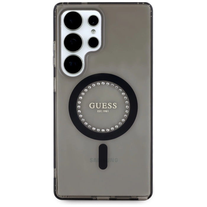 Guess Rhinestones Printed Classic Logo MagSafe Калъф за Samsung Galaxy S25 Ultra черен