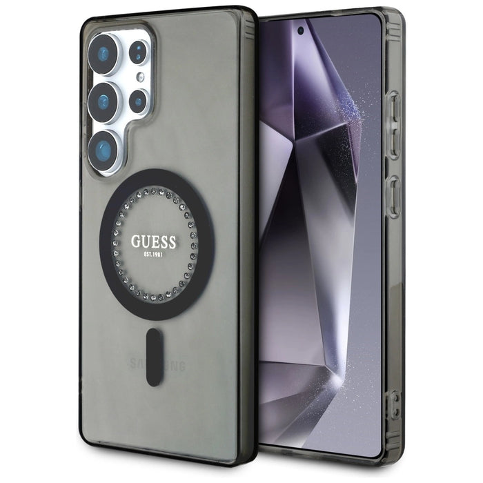 Guess Rhinestones Printed Classic Logo MagSafe Калъф за Samsung Galaxy S25 Ultra черен