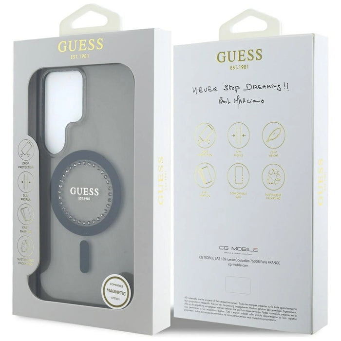 Guess Rhinestones Printed Classic Logo MagSafe Калъф за Samsung Galaxy S25 Ultra черен