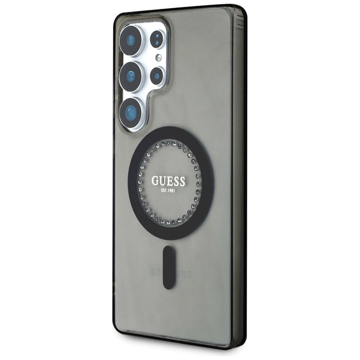 Guess Rhinestones Printed Classic Logo MagSafe Калъф за Samsung Galaxy S25 Ultra черен