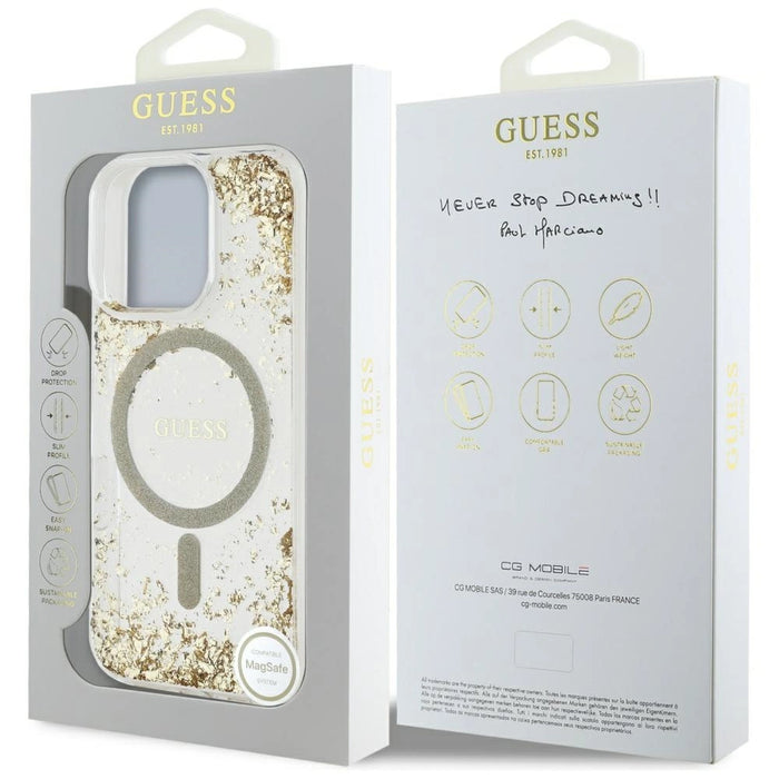 Калъф Guess HC Resin Bottom Glitter MagSafe за iPhone 16 Pro - златен
