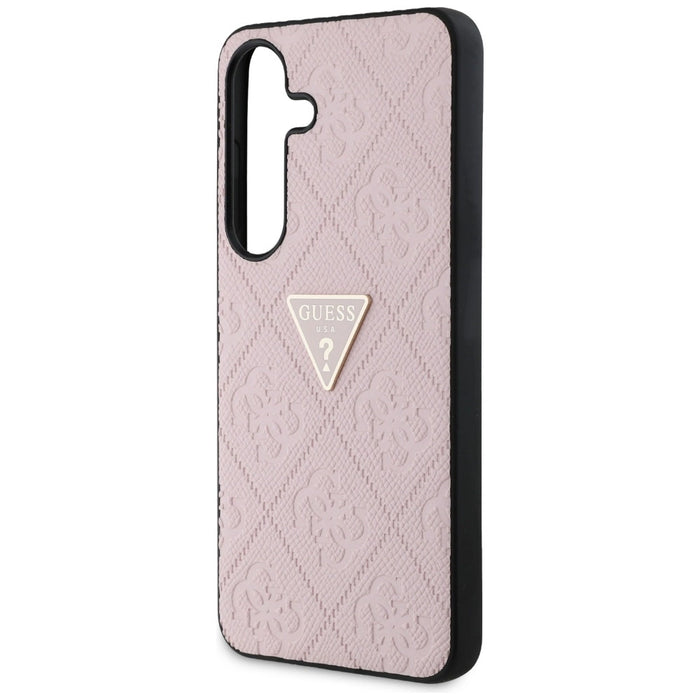 Калъф Guess Hot Stamp 4G Pattern Triangle Metal Logo за Samsung Galaxy S25 - розов