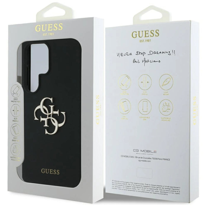 Силиконов калъф Guess Big 4G Logo Bottom Script за Samsung Galaxy S25 Ultra - черен
