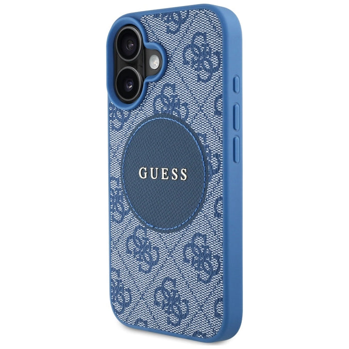 Калъф Guess 4G Circle Classic Logo MagSafe за iPhone 16 - син