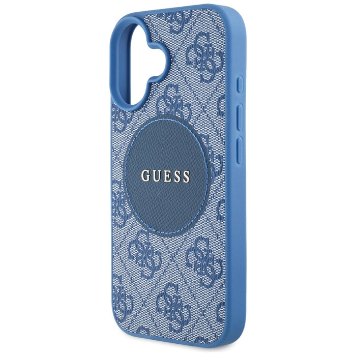 Калъф Guess 4G Circle Classic Logo MagSafe за iPhone 16 - син