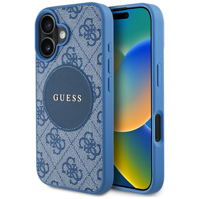 Калъф Guess 4G Circle Classic Logo MagSafe за iPhone 16 - син