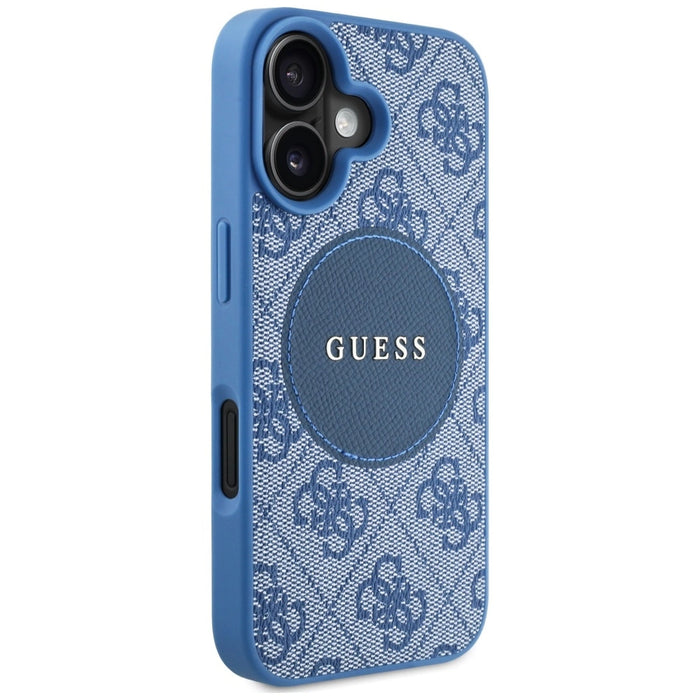 Калъф Guess 4G Circle Classic Logo MagSafe за iPhone 16 - син