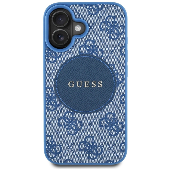 Калъф Guess 4G Circle Classic Logo MagSafe за iPhone 16 - син