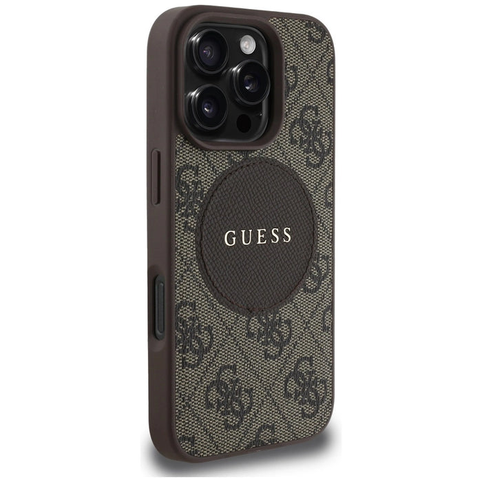 Калъф Guess 4G Circle Classic Logo MagSafe за iPhone 16 Pro Max - кафяв