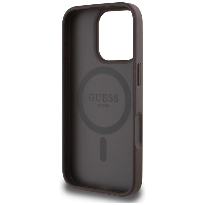 Калъф Guess 4G Circle Classic Logo MagSafe за iPhone 16 Pro Max - кафяв