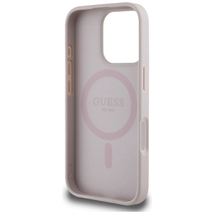 Калъф Guess 4G Circle Classic Logo MagSafe за iPhone 16 Pro Max - розов