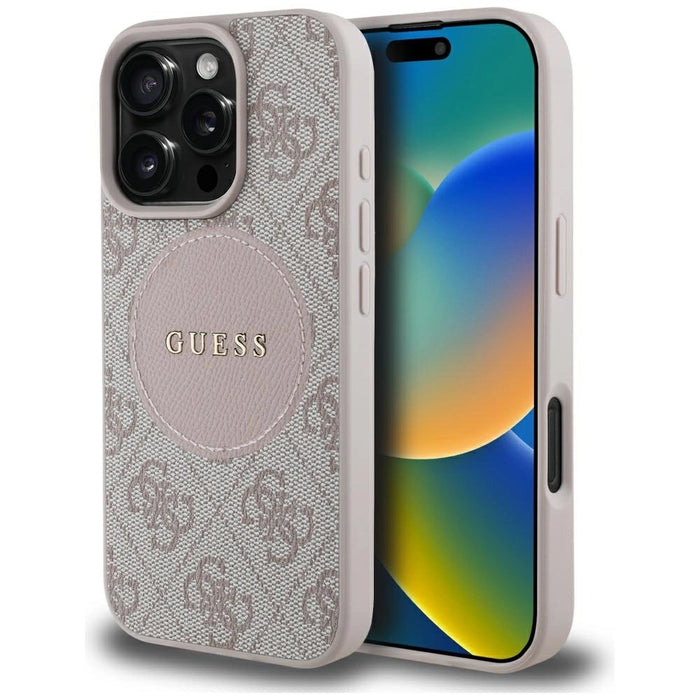Калъф Guess 4G Circle Classic Logo MagSafe за iPhone 16 Pro Max - розов