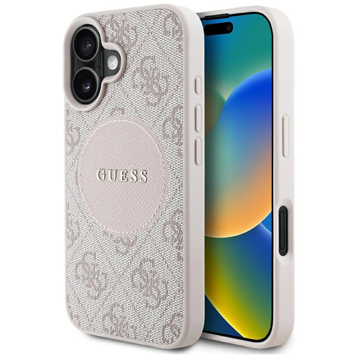 Калъф Guess 4G Circle Classic Logo MagSafe iPhone 16 - розов