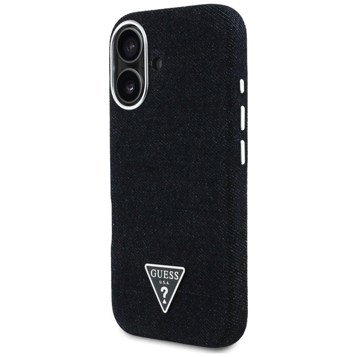 Калъф Guess Denim Triangle Logo MagSafe за iPhone 16 - черен