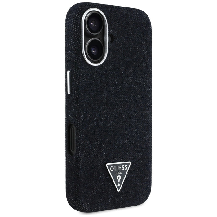 Калъф Guess Denim Triangle Logo MagSafe за iPhone 16 - черен