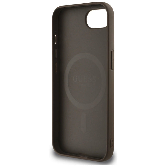 Калъф Guess 4G Flowers Print MagSafe за iPhone 16e - кафяв
