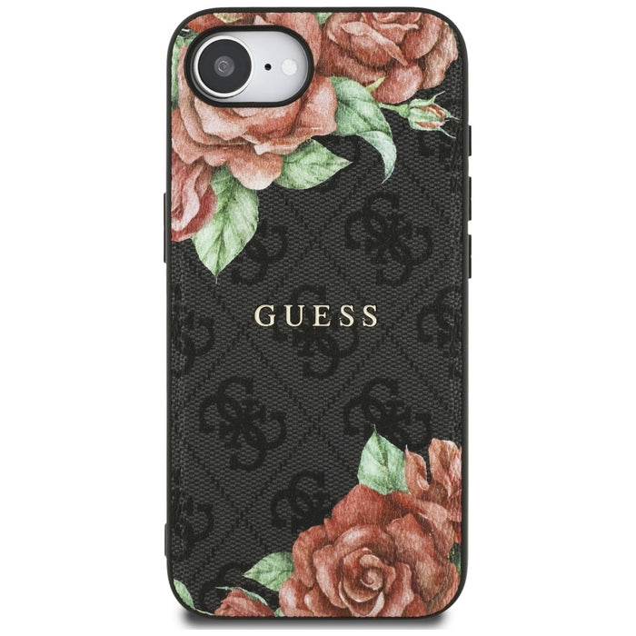 Калъф Guess 4G Flowers Print MagSafe за iPhone 16e - черен