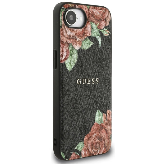 Калъф Guess 4G Flowers Print MagSafe за iPhone 16e - черен