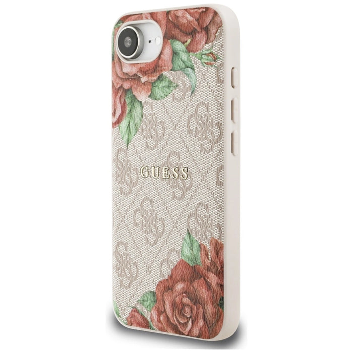 Калъф Guess 4G Flowers Print MagSafe iPhone 16e - розов