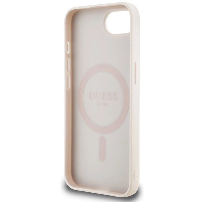 Калъф Guess 4G Flowers Print MagSafe iPhone 16e - розов