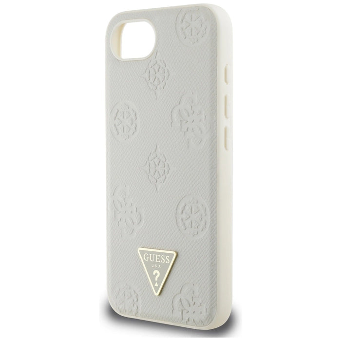 Калъф Guess Grained Hot Stamp Peony Triangle Logo MagSafe за iPhone 16e - бежов