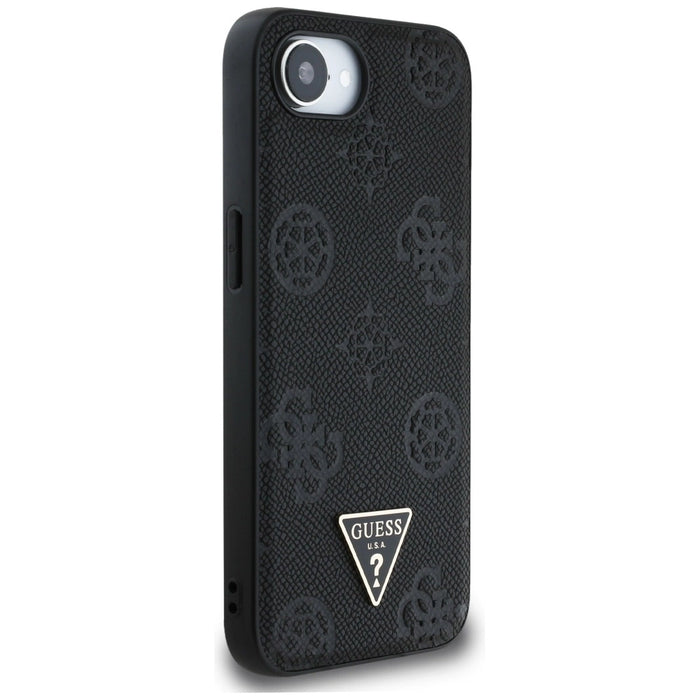 Guess Grained Hot Stamp Peony Triangle Logo MagSafe Case за iPhone 16e - черен