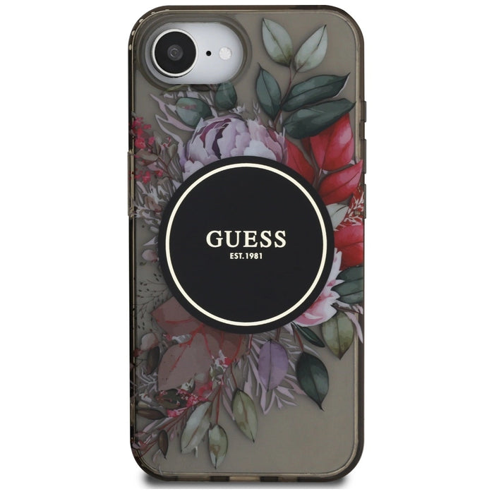 Калъф Guess IML Flowers MagSafe iPhone 16e - черен