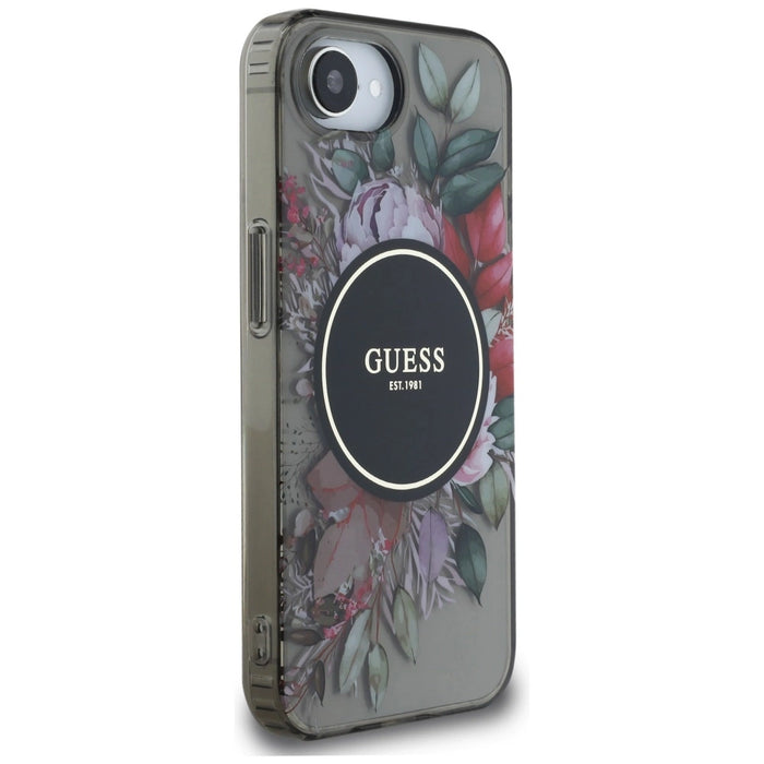 Калъф Guess IML Flowers MagSafe iPhone 16e - черен
