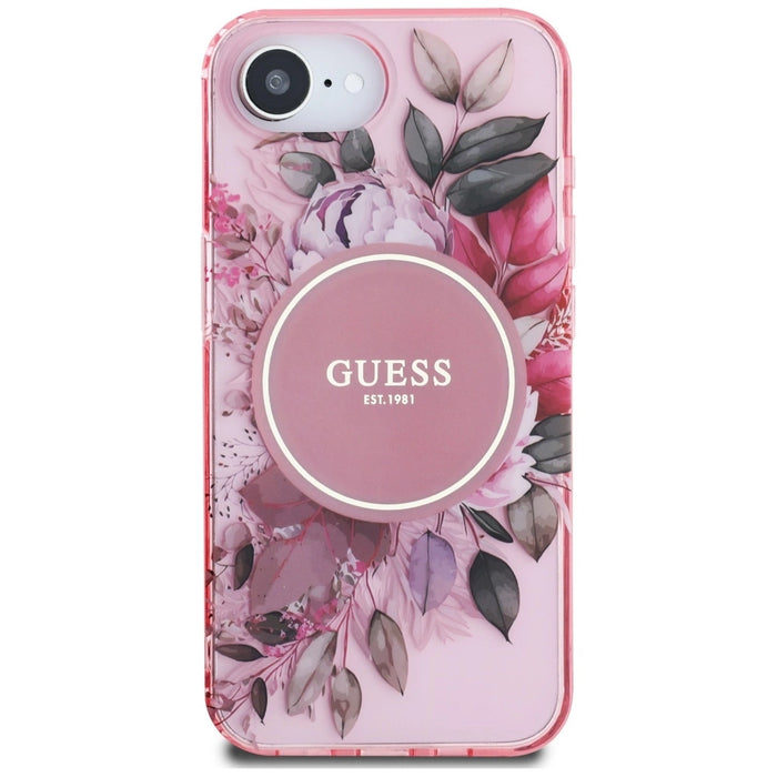 Калъф Guess IML Flowers MagSafe iPhone 16e - розов