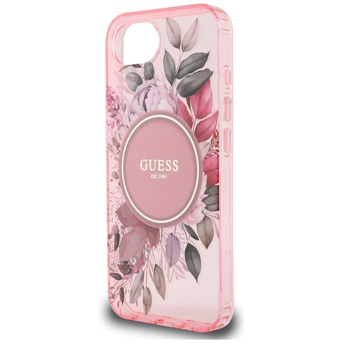 Калъф Guess IML Flowers MagSafe iPhone 16e - розов