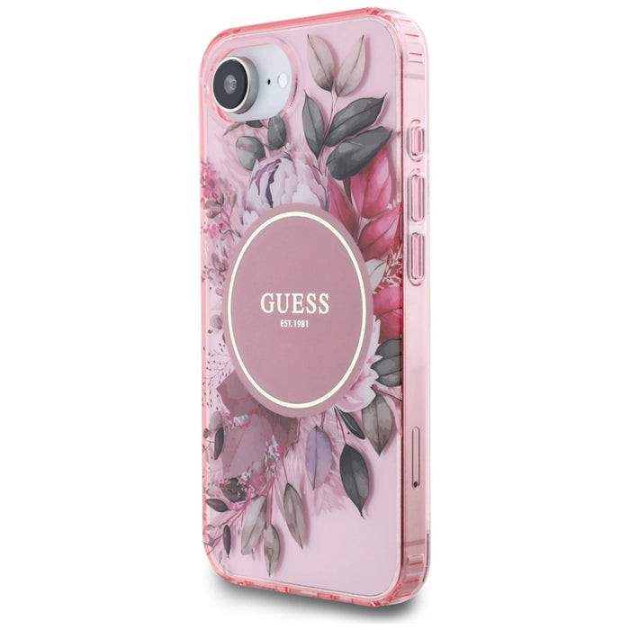 Калъф Guess IML Flowers MagSafe iPhone 16e - розов