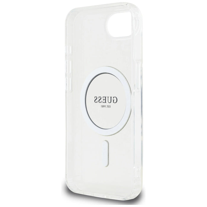 Калъф Guess IML Glitter Circle MagSafe за iPhone 16e - прозрачен