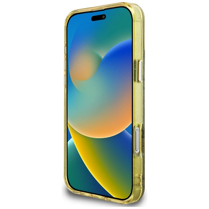 Guess IML Metal Glitter 4G Circle Triangle MagSafe Case за iPhone 16 Pro Max - кафяв