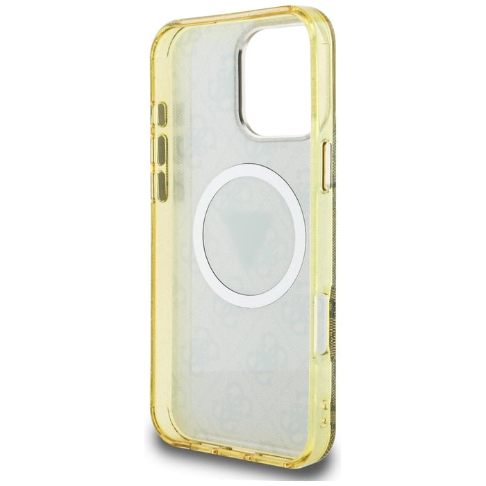 Guess IML Metal Glitter 4G Circle Triangle MagSafe Case за iPhone 16 Pro Max - кафяв