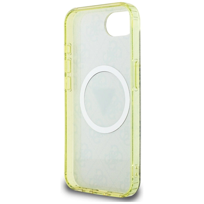 Guess IML Metal Glitter 4G Circle Triangle MagSafe калъф за iPhone 16e - кафяв