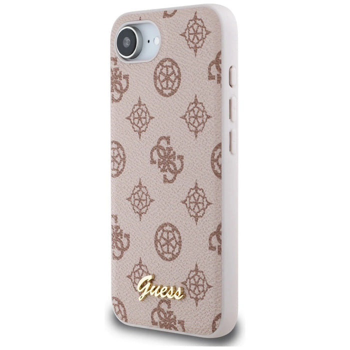 Калъф Guess Peony Script Logo MagSafe за iPhone 16e - кафяв