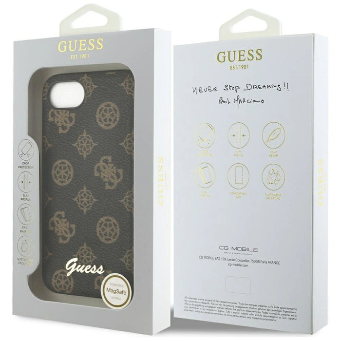 Guess Peony Script Logo MagSafe Калъф за iPhone 16e черен