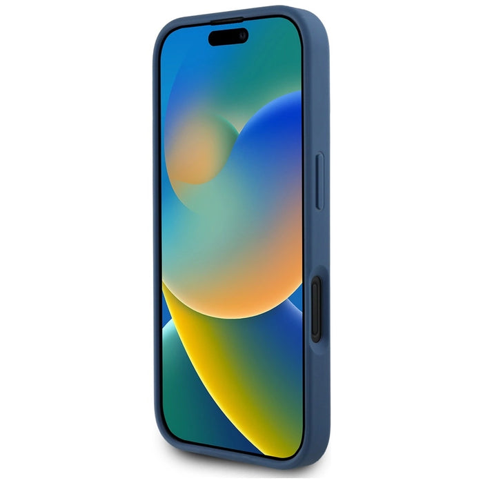 Калъф Guess Grained Roses Big 4G logo за iPhone 16 - син