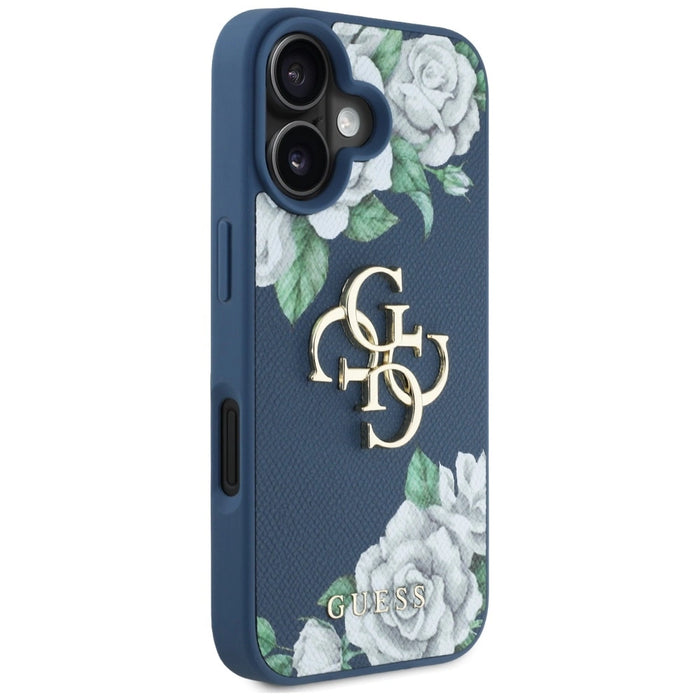 Калъф Guess Grained Roses Big 4G logo за iPhone 16 - син