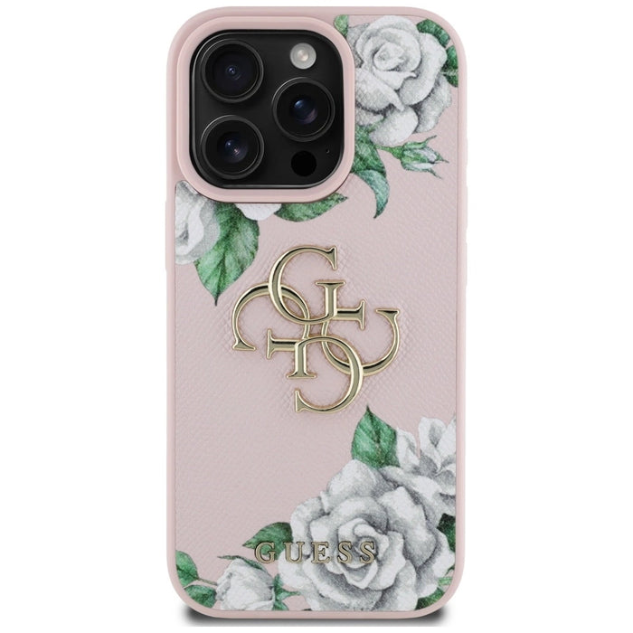 Калъф Guess Grained Roses Big 4G logo iPhone 16 Pro Max - розов