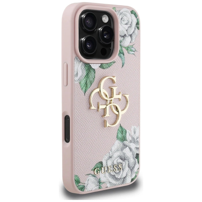 Калъф Guess Grained Roses Big 4G logo iPhone 16 Pro Max - розов